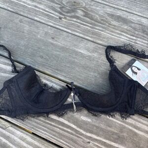 NWT Varsbaby Black Lace demi lined 34C underwire sexy Bra